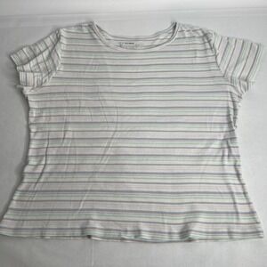 Hanes Organic Cotton Sleepwear L Striped Pajama Top Pastel